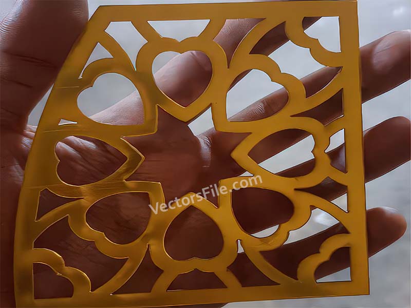 Laser Cut Heart Pattern Grill Design Cutout Golden Acrylic