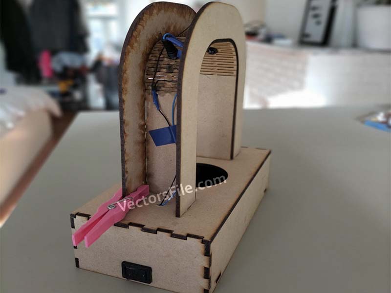 Laser Cut Wooden Plant Holder with Spotlight Design