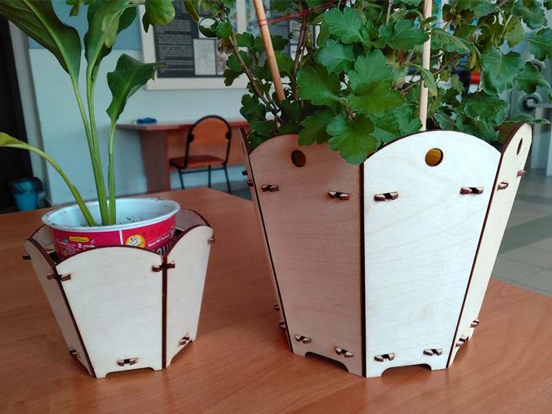 Laser Cut Planter Wooden Plant Holder Stand
