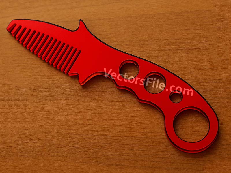 Laser Cut Wooden Knife Shape Comb Template