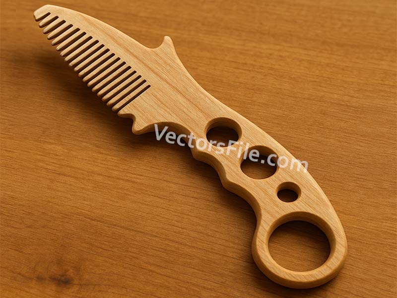 Laser Cut Wooden Knife Shape Comb Template
