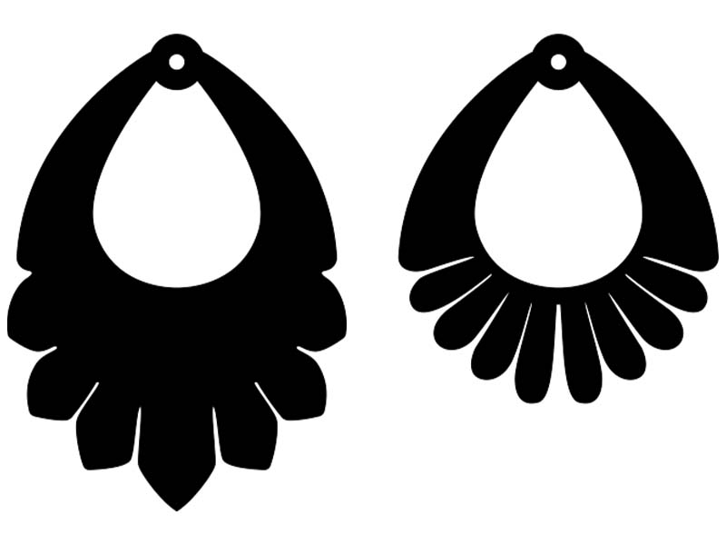 Vintage Fan Shaped Laser Cut Wooden Earring Jewelry Template
