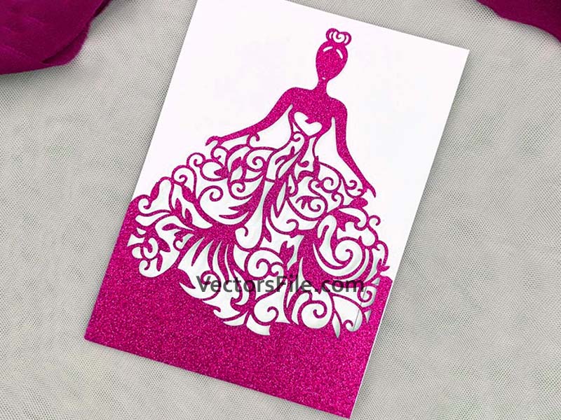 Laser Cut Princess Wedding Invitation Card Design