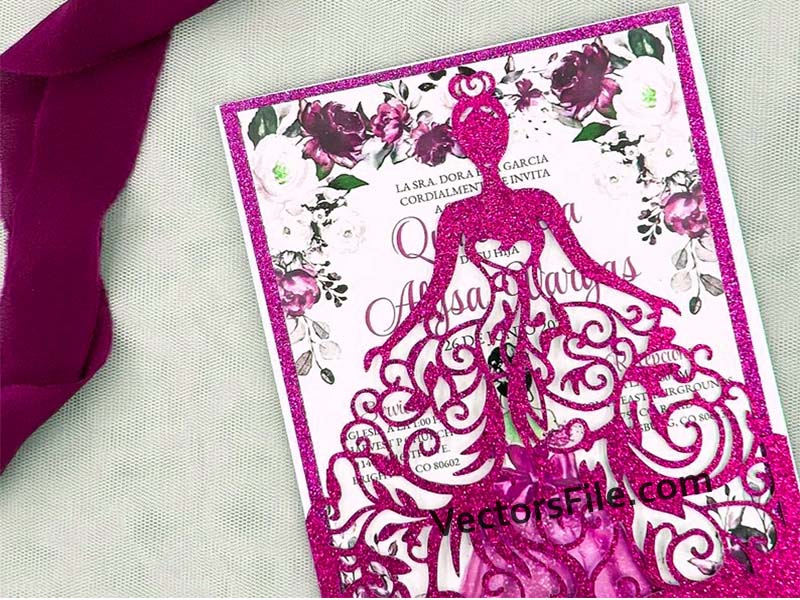 Laser Cut Princess Wedding Invitation Card Design