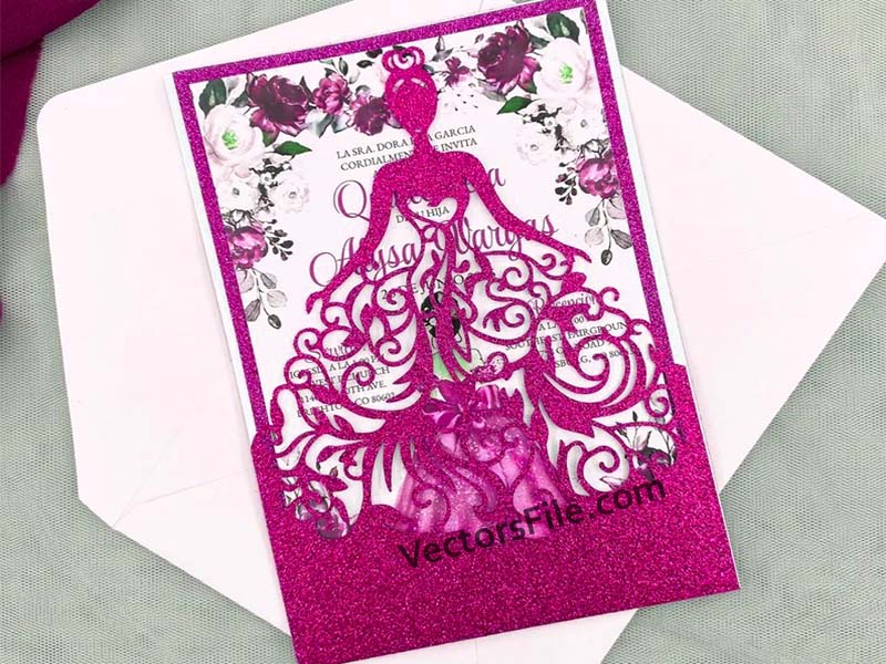 Laser Cut Princess Wedding Invitation Card Design