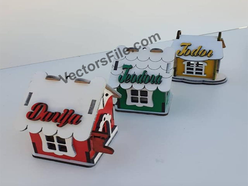 Laser Cut Tealight House Design Miniature House Template for Decor Idea