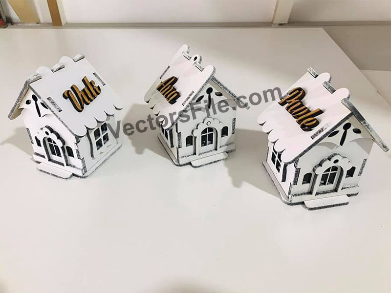 Laser Cut Tealight House Design Miniature House Template for Decor Idea