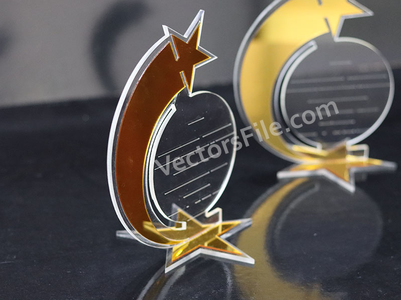 Shining Star Pattern Laser Cut Acrylic Award Trophy Design
