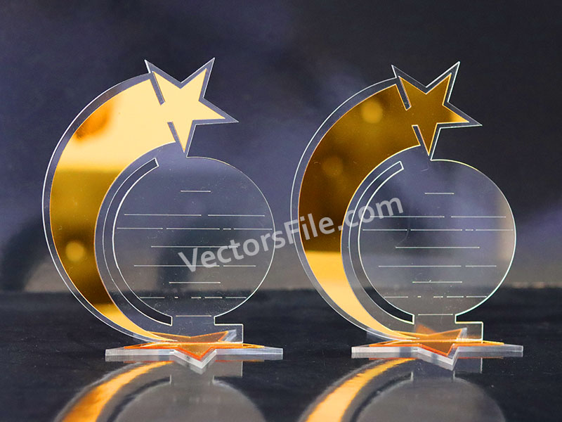 Shining Star Pattern Laser Cut Acrylic Award Trophy Design