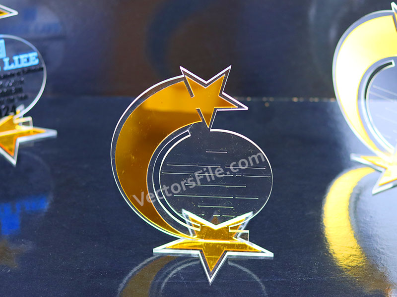 Shining Star Pattern Laser Cut Acrylic Award Trophy Design