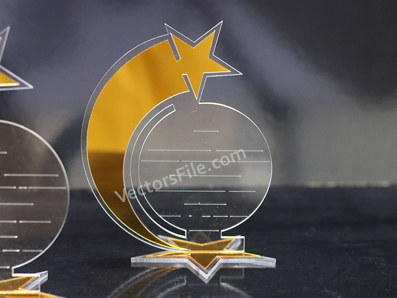 Shining Star Pattern Laser Cut Acrylic Award Trophy Design