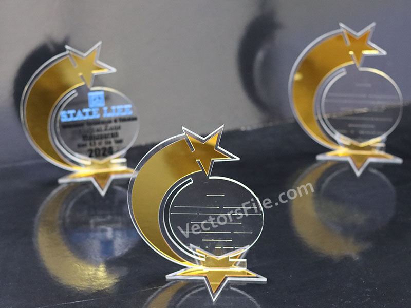 Shining Star Pattern Laser Cut Acrylic Award Trophy Design