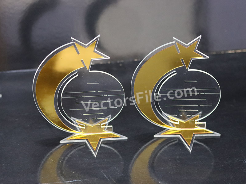 Shining Star Pattern Laser Cut Acrylic Award Trophy Design