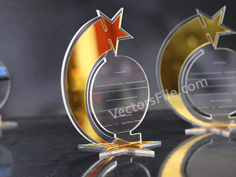 Shining Star Pattern Laser Cut Acrylic Award Trophy Design