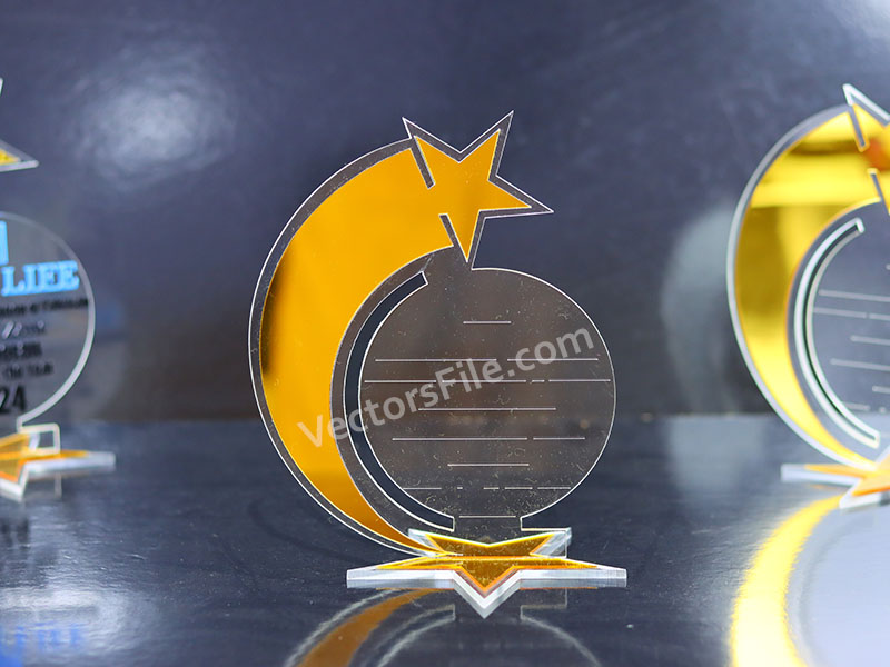 Shining Star Pattern Laser Cut Acrylic Award Trophy Design