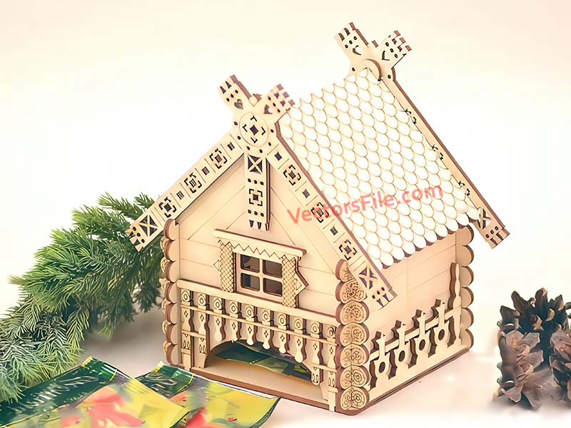 Laser Cut Tea Bag House Dispenser Design