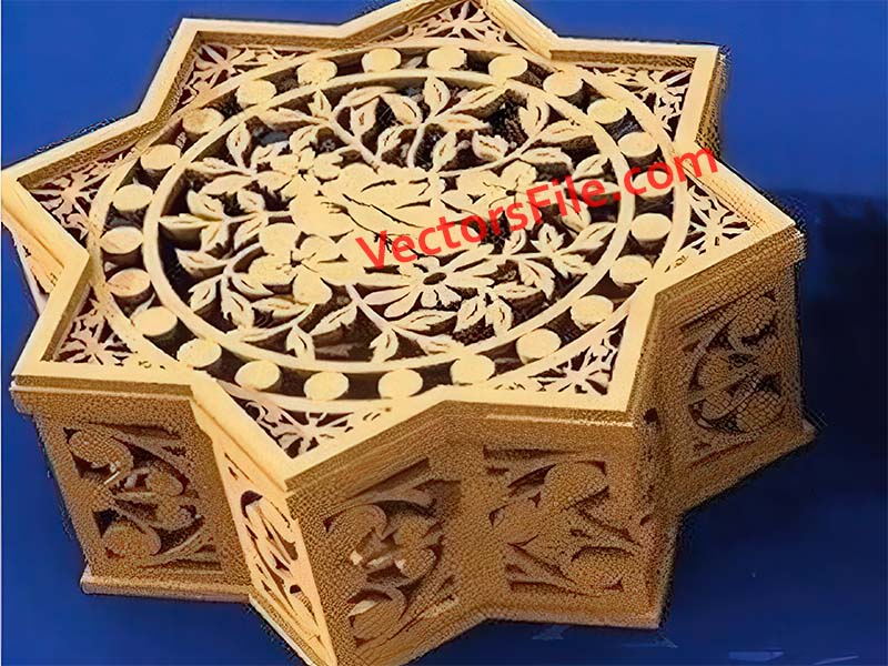 Laser Cut Star Shaped Jewelry Gift Box Design