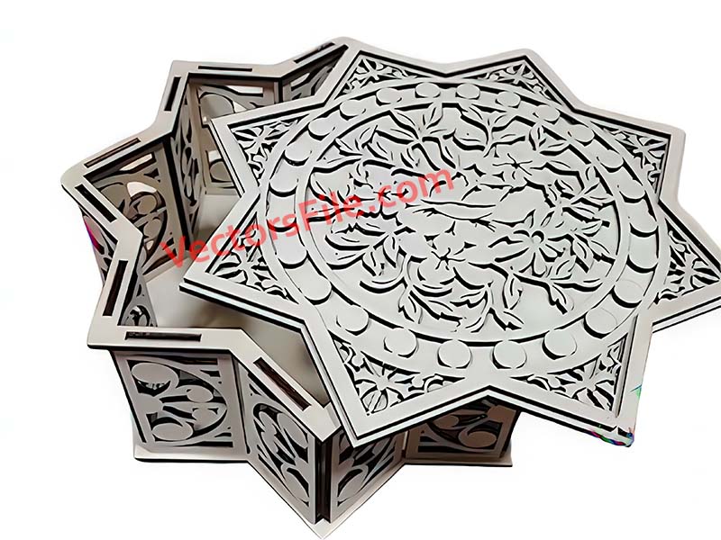 Laser Cut Star Shaped Jewelry Gift Box Design