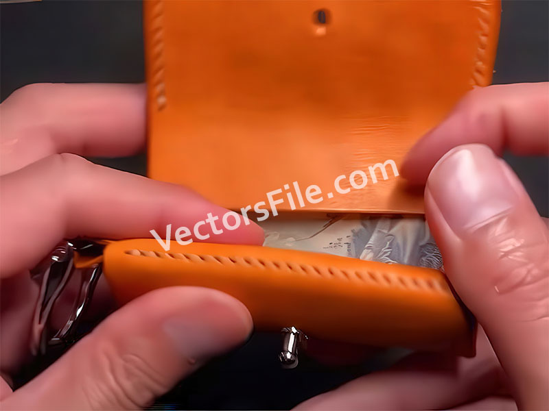 Laser Cut Keychain Pouch Leather Stick Wallet Template