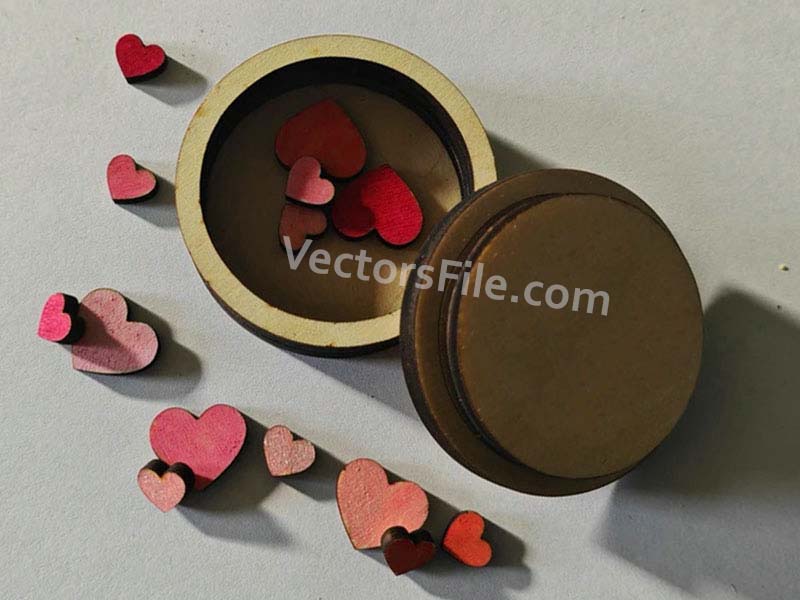 Laser Cut Round Wooden Ring Box Design Jewelry Gift Box Template
