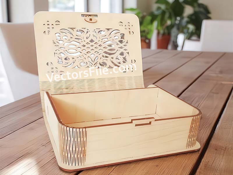 Laser Cut Living Hinges Pattern Jewelry Gift Box Design
