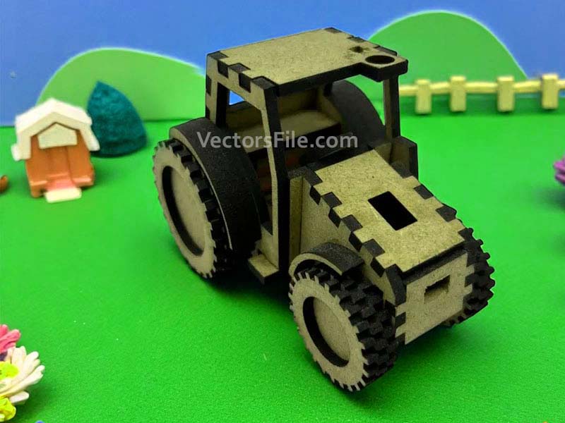 Laser Cut Wooden Tractor 3D Puzzle Model Kit