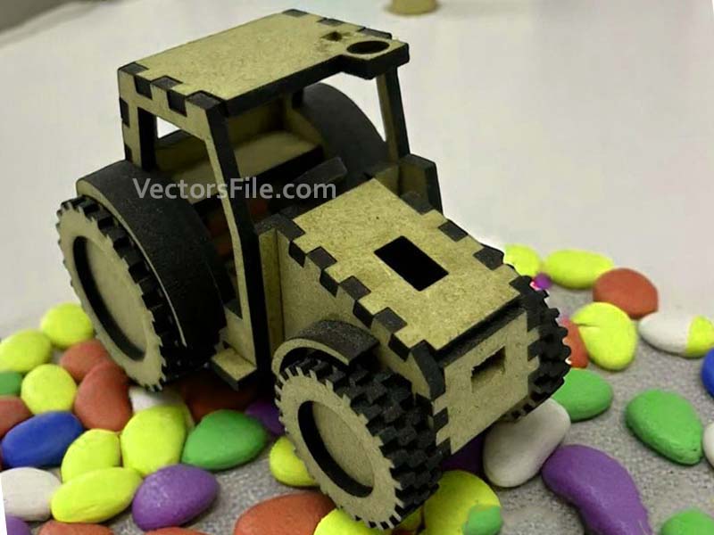 Laser Cut Wooden Tractor 3D Puzzle Model Kit