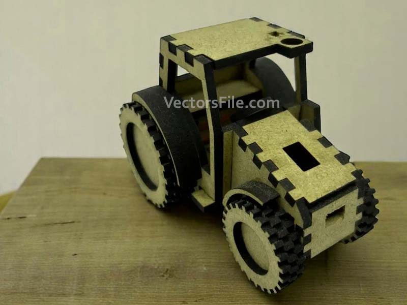 Laser Cut Wooden Tractor 3D Puzzle Model Kit
