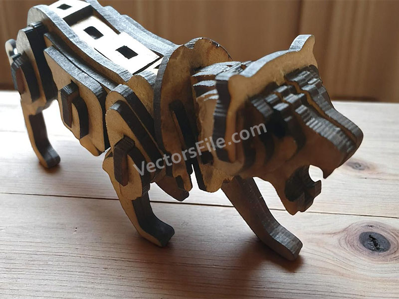 Laser Cut 3D Puzzle Tiger Toy Model Kit Wooden Animal Puzzle