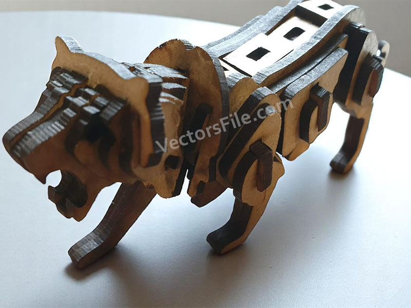 Laser Cut 3D Puzzle Tiger Toy Model Kit Wooden Animal Puzzle