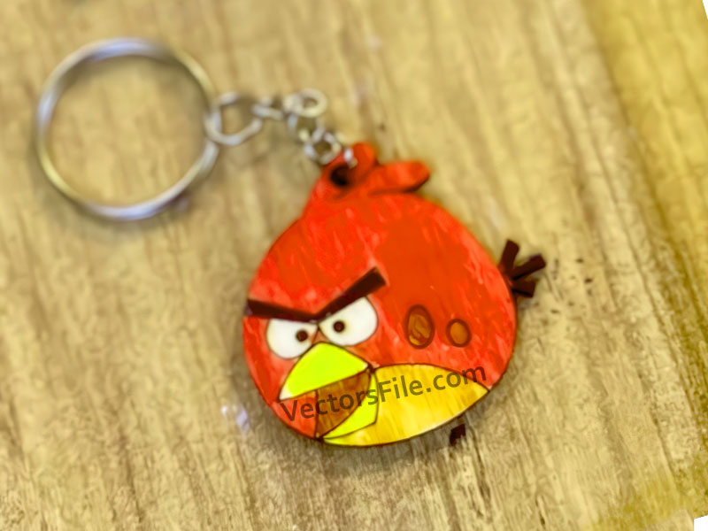 Laser Cut Angry Bird Keychain Design
