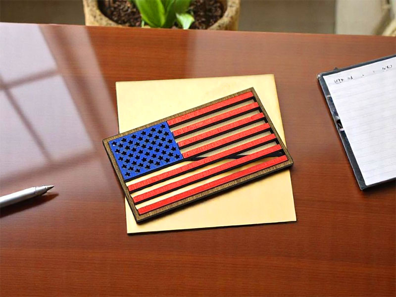 Laser Cut 3D Wooden American Flag Design for Decor Idea