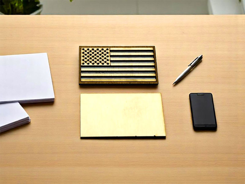 Laser Cut 3D Wooden American Flag Design for Decor Idea