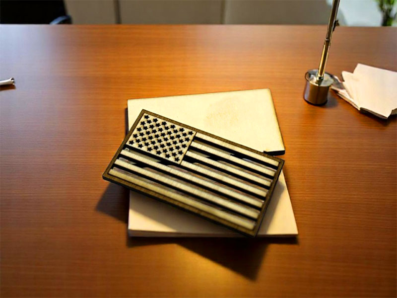 Laser Cut 3D Wooden American Flag Design for Decor Idea