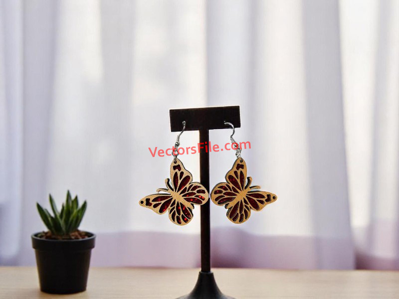 Laser Cut Butterfly Earrings Design Wooden Jewelry Template