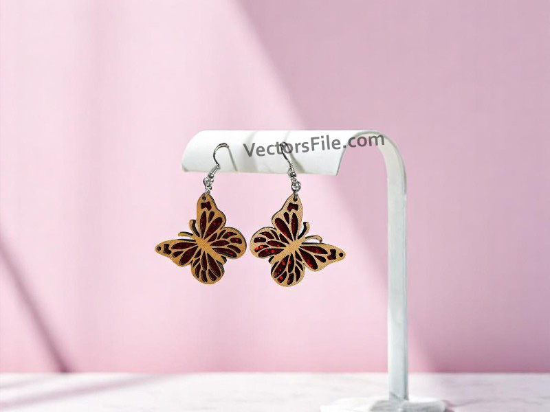 Laser Cut Butterfly Earrings Design Wooden Jewelry Template