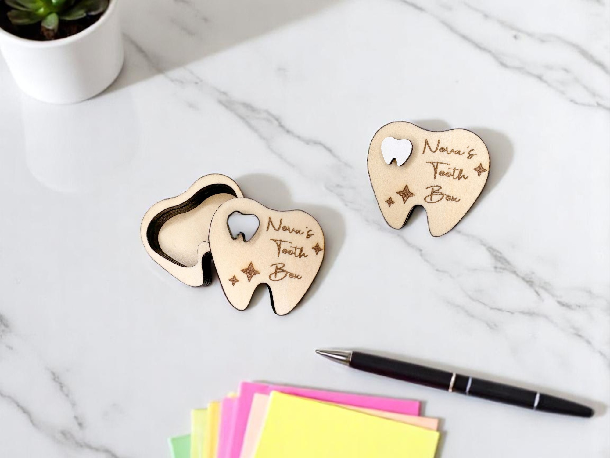 Laser Cut Wooden Mini Tooth Shape Box Design