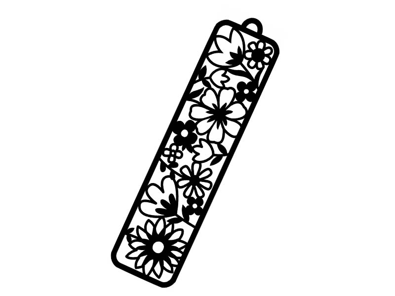 Laser Cut Flower Pattern Bookmark Tag Design