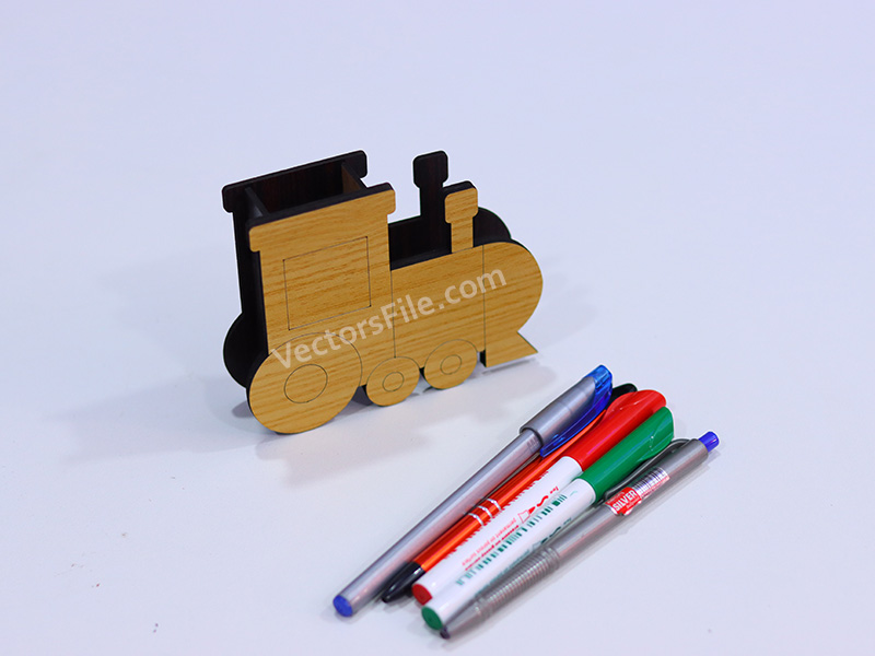 Laser Cut Locomotive Pen and Pencil Holder for Kids
