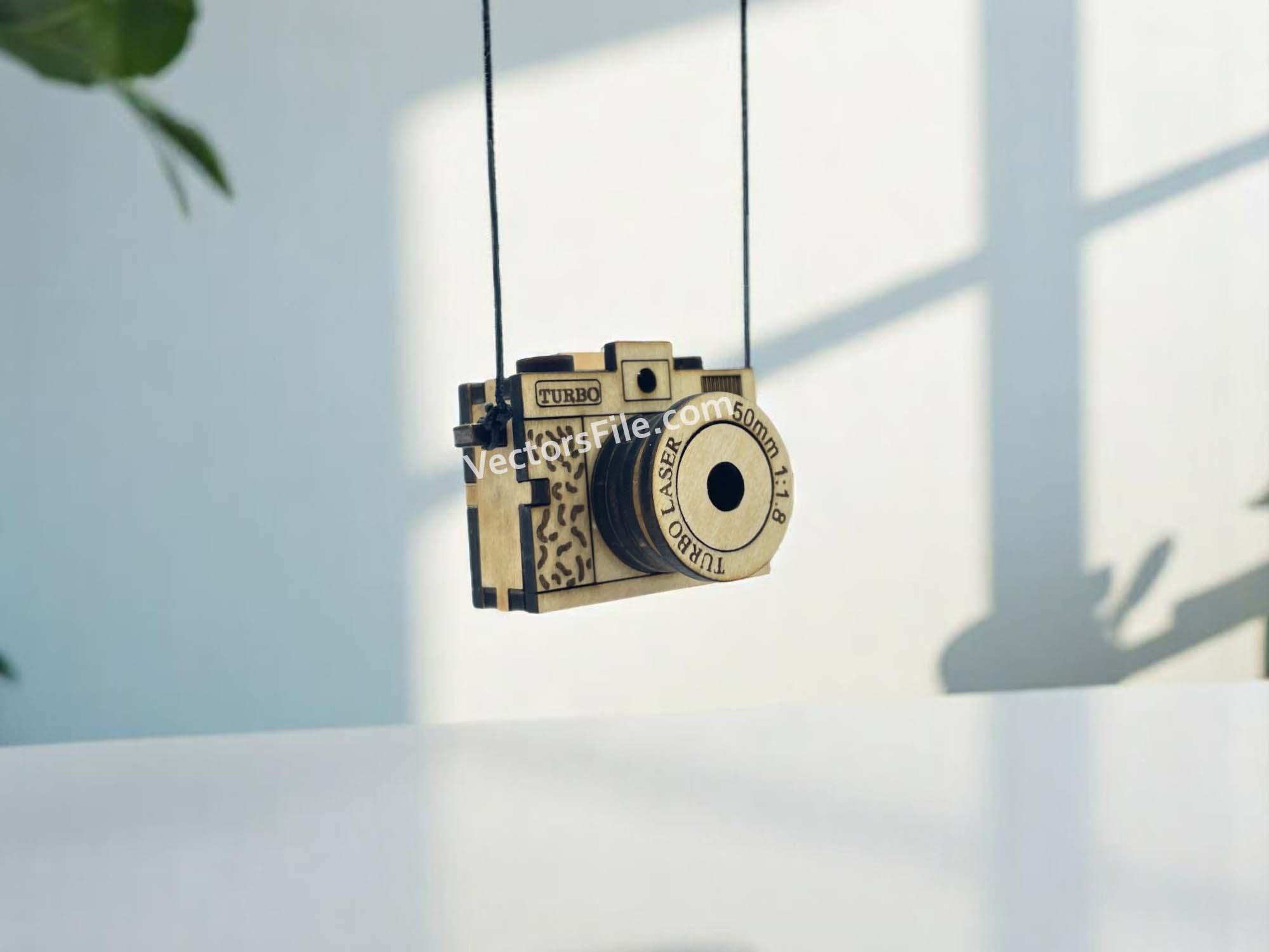 Laser Cut 3D Miniature Toy Camera Keychain Design