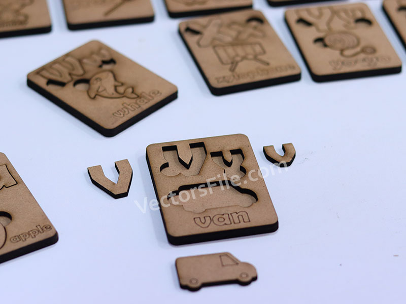 Laser Cut Educational Blocks Small and Capital Aa to Zz Alphabet Letter with Pictures