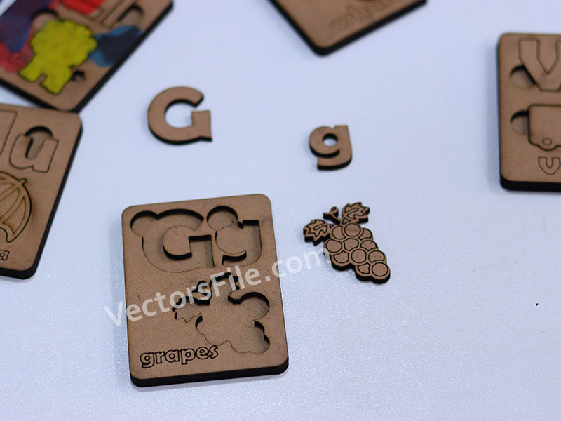 Laser Cut Educational Blocks Small and Capital Aa to Zz Alphabet Letter with Pictures