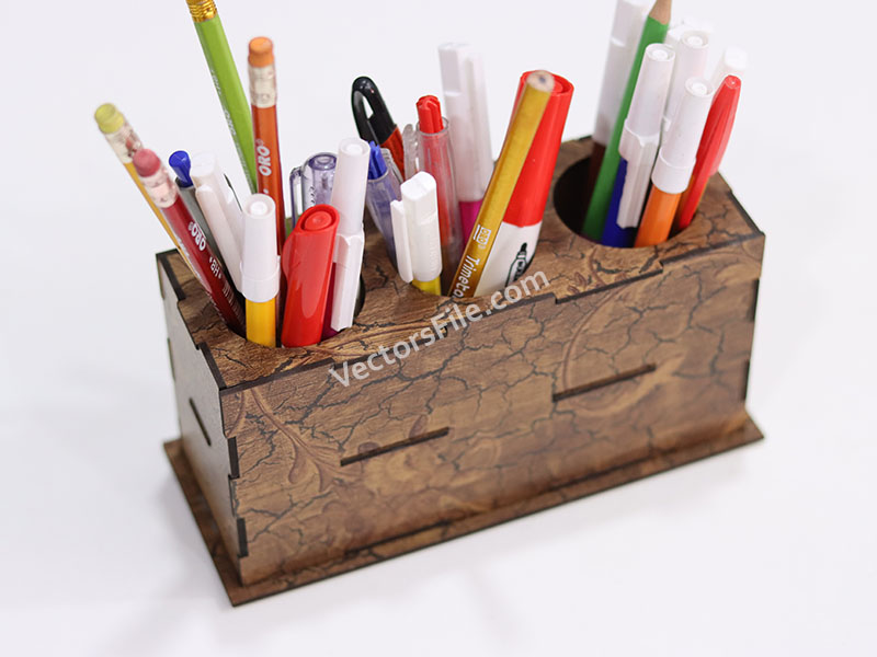 Laser Cut Office Desk Organizer for Pen and Pencil Holder Stand