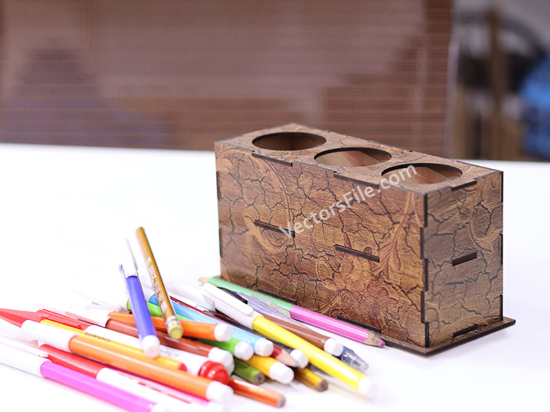 Laser Cut Office Desk Organizer for Pen and Pencil Holder Stand