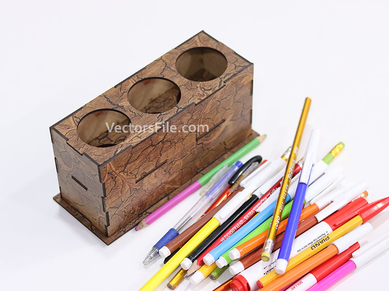 Laser Cut Office Desk Organizer for Pen and Pencil Holder Stand