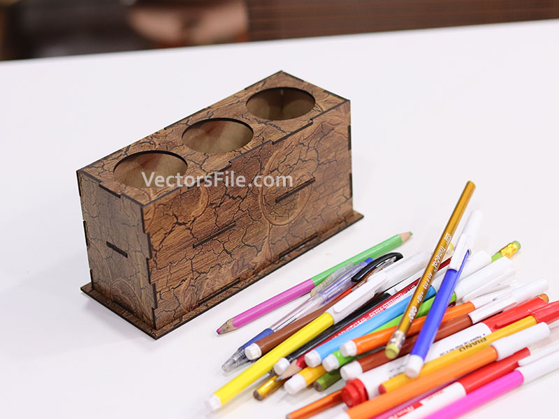 Laser Cut Office Desk Organizer for Pen and Pencil Holder Stand