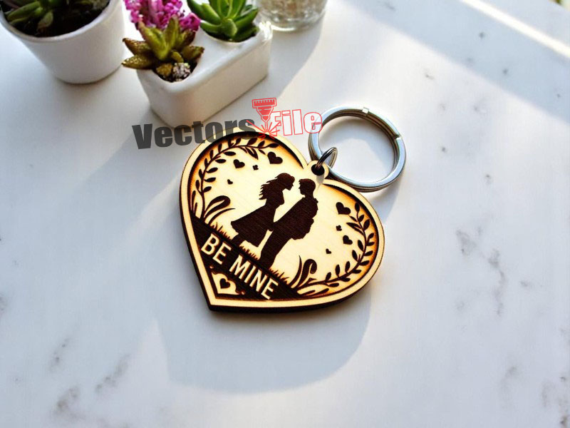 Laser Cut Love Couple Heart Keychain Template