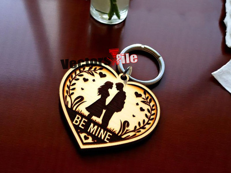 Laser Cut Love Couple Heart Keychain Template