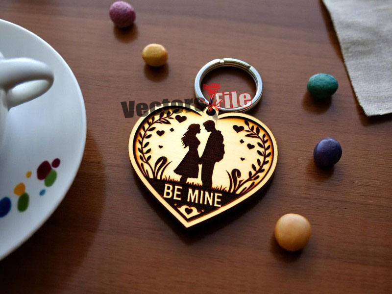 Laser Cut Love Couple Heart Keychain Template