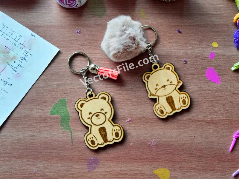 Laser Cut Love Bear Couple Keychain Template